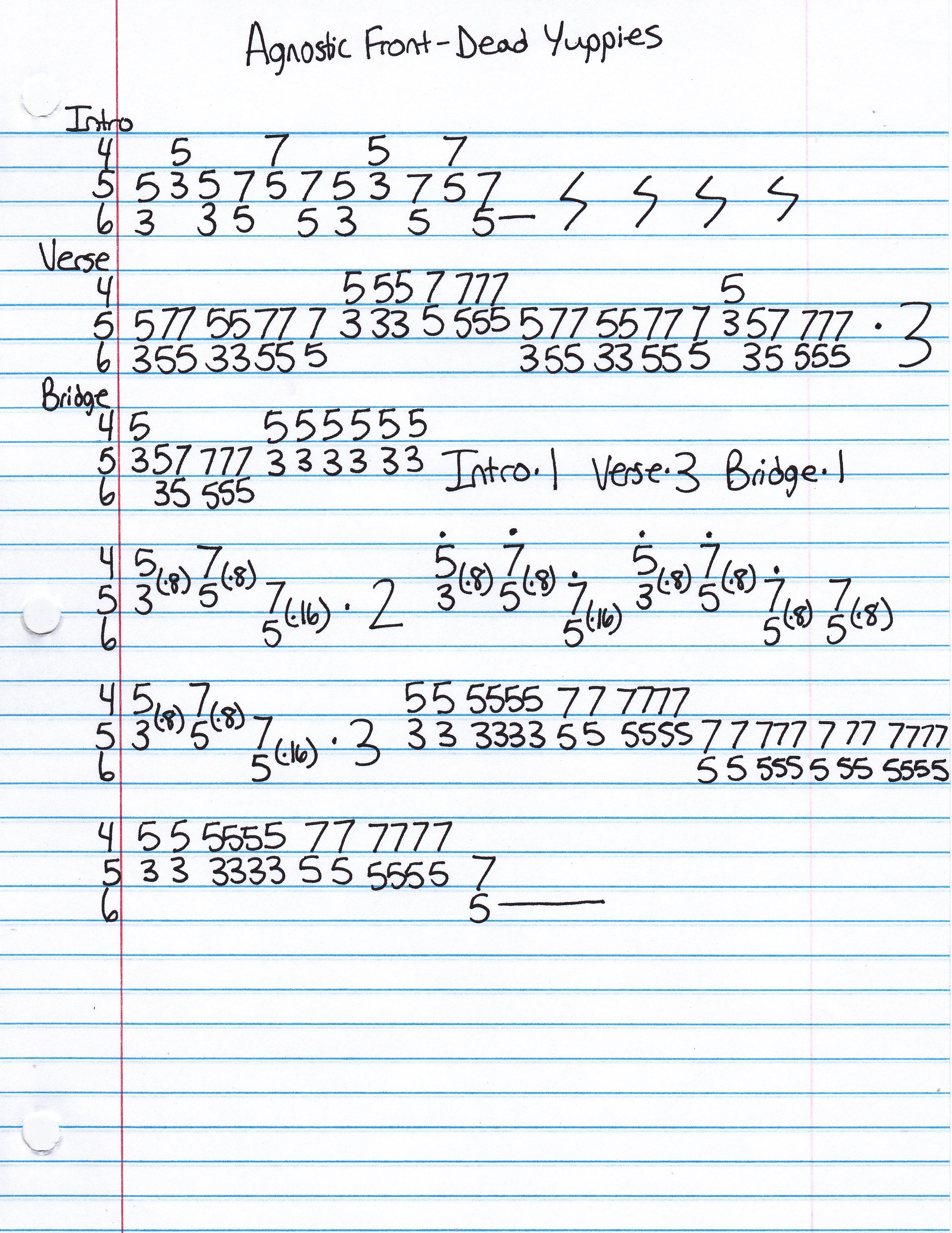 High quality guitar tab for Dead Yuppies by Agnostic Front off of the album Dead Yuppies. ***Complete and accurate guitar tab!***